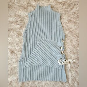 Derek Lam 10 Crosby Blue Knit Sleeveless Turtleneck Vest Tunic